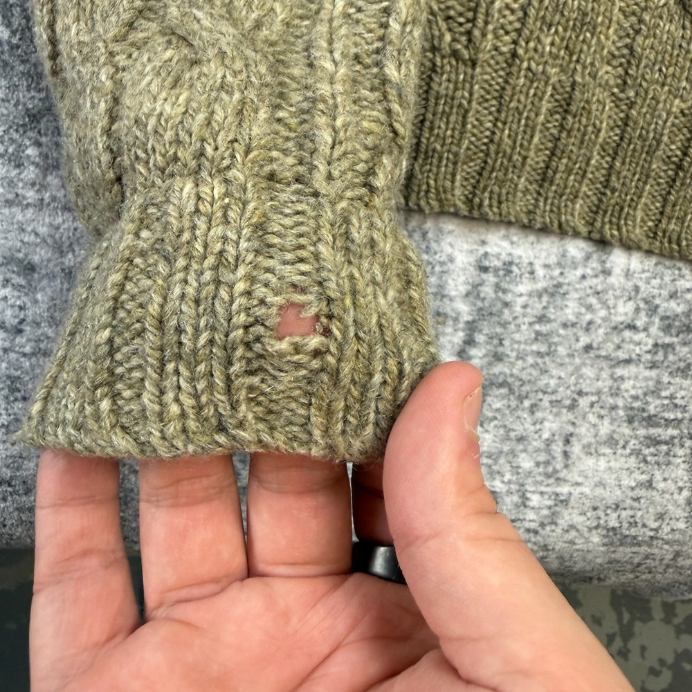 VTG Abercrombie & Fitch Sweater Mens Large Hazel Cable Knit Wool Fisherman Y2K - Picture 6 of 14